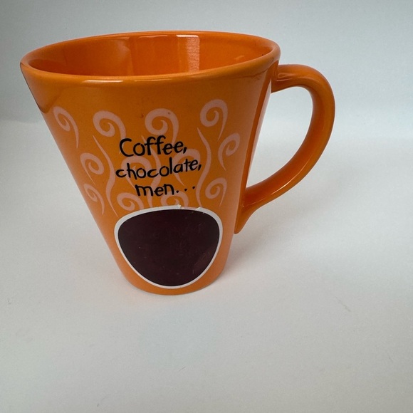 Shoebox Coffee Latte Mug “Coffee Chocolate Men” Orange And Brown Mug Funny - Picture 1 of 6